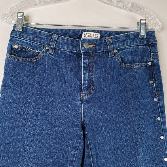 Michael Kors Womens Med Wash Side Studded Blue Denim Jeans Sz 4 - Picture 2 of 10